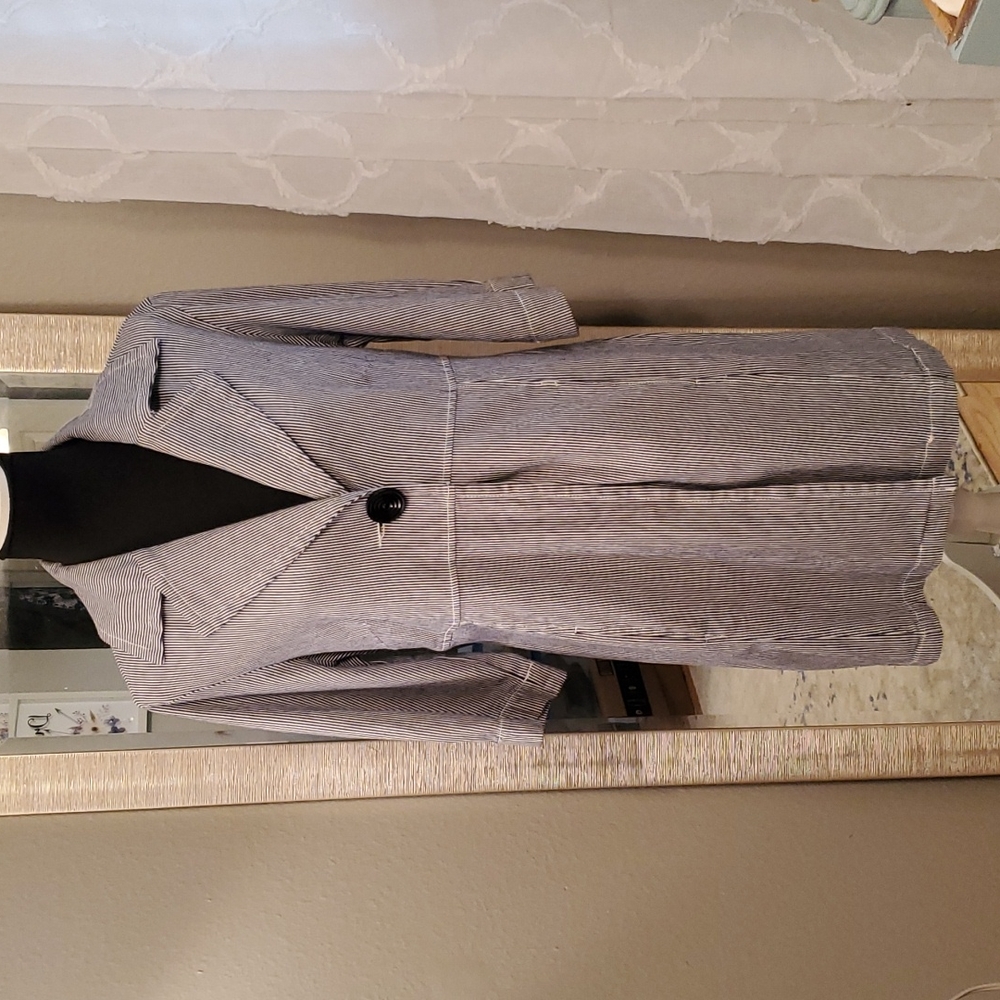 Ami Blue & White Striped, Half Sleeve,, Light Weight Jacket.